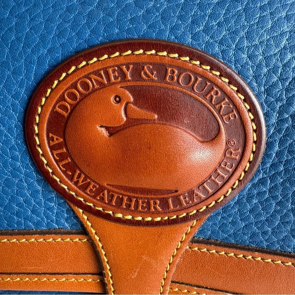 Dooney and Bourke awl French Blue Leather Surrey Messenger Carrier Crossbody Bag - Picture 3 of 16